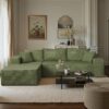 Cloud Sectional Couch with L-Shape Chaise,Modern Modular Sofa with Deep Seat, Upholstered Couches for Living Room Bedroom,No Assembly Required, Green (Left Facing Chaise)