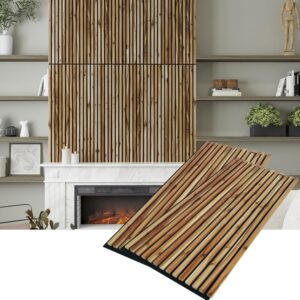Woody Walls Solid Wood Slat Wall Paneling, Each Wood Slat Wall Panel is Made of Real Wood, Acoustic Wood Panels Have 0.75 NRC, Set of 2 Seamless Joint Wood Panels for Walls, Wood Slat Wall (Acacia)