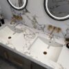 White Gold Marble Granite Contact Paper peel and stick kitchen for Countertops cabinets Wallpaper 32x591inch largen Waterproof Self adhesive Sticker Vinyl Wrapping Paper TV Wall Counter Top Backsplash