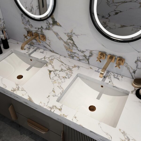White Gold Marble Granite Contact Paper peel and stick kitchen for Countertops cabinets Wallpaper 32x591inch largen Waterproof Self adhesive Sticker Vinyl Wrapping Paper TV Wall Counter Top Backsplash