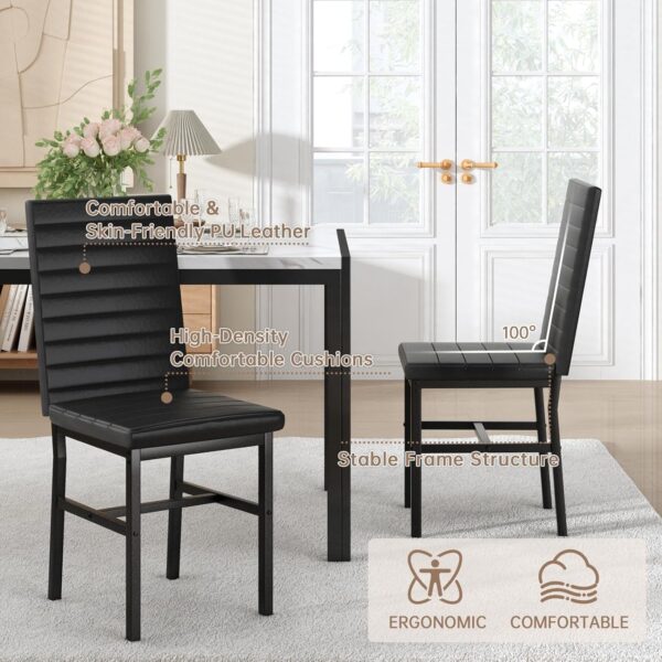 Recaceik Dining Table Set for 4, Modern 5 Piece Dining Table Set Faux Marble Kitchen Table & 4 Velvet Upholstered Chairs, Dining Room Set for Small Space