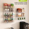 Over The Door Pantry Organizer, Wall Mount Spice Rack, Pantry Hanging Storage and Organization, 8 Adjustable Baskets Heavy-Duty Metal for Home & Kitchen, Back of Door Seasoning Rack - White