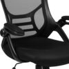 Flash Furniture Porter High Back Black Mesh Ergonomic Swivel Office Chair with Black Frame and Flip-up Arms