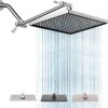 Cobbe Rainfall Shower Head for Bathroom, 11.8 Inch Large Rectangular with Adjustable Stainless Steel 11 Inch Extension Arm - Premium Quality Luxury Experience, 1-Min No Tools Installation, Chrome