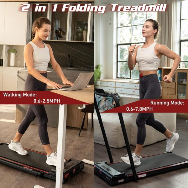 Folding Treadmill, 2 in 1 Folding Treadmill, Under Desk Folding Treadmill, Foldable Walking Pad with Handler, Running Treadmill