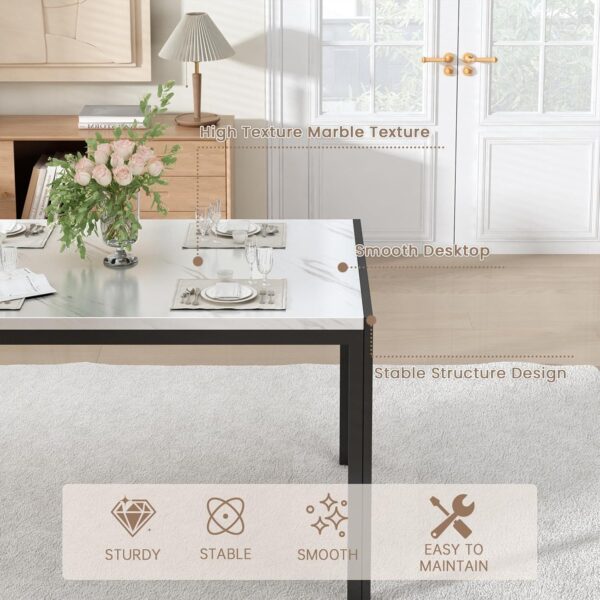 Recaceik Dining Table Set for 4, Modern 5 Piece Dining Table Set Faux Marble Kitchen Table & 4 Velvet Upholstered Chairs, Dining Room Set for Small Space