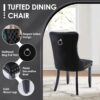 Modern Black Luxury Round Glass Dining Set for 4, 5 Pcs Large Minimalist Circle Kitchen Table Set, 47'' Clear Circular Glass Top Dinner Room Set, Black High-end Tufted Chairs, for Home