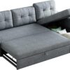 Upholstered Sleeper Sofa, L Shaped Sectional Couch with Reversible Storage, Convertible Corner Lounge Couches w/Pull Out Sofabed for Living Room, Apartment,Light Grey