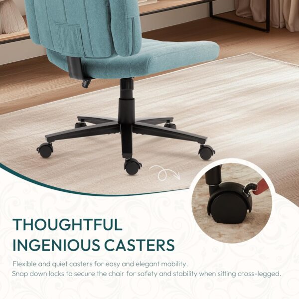 Criss Cross Chair with Wheels, High Back Adjustable Wide Armrest Office Chair, Anti-Grip Fabric Comfort Cushion Modern Style Swivel Computer Task Chairs for Home Vanity Desk Office (Blue)