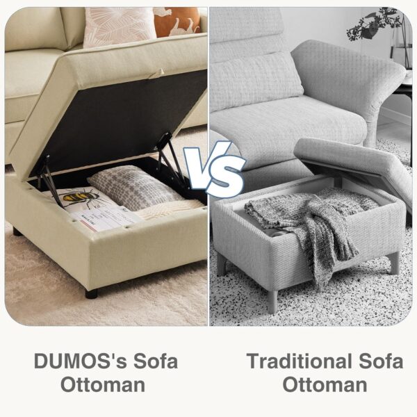 DUMOS Convertible U-Shaped Sectional Sofa Couch with 6 Seats 6 Backs with Ottoman, Modern Modular Sleeper with Storage for Living Room, Comfy Extra Deep Seats for Lounge, Beige