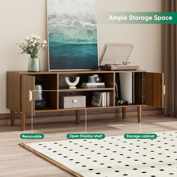 43" TV Stand for TVs up to 55 Inch, Entertainment Center with Storage and Adjustable Shelves, Modern Media Console for Living Room, Walnut