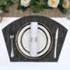 SHACOS Large Size Wedge Placemats with Centerpiece Round Mat Set of 5 Round Table Place Mats Washable Dining Table Placemats Reversible Durable, Black Gray
