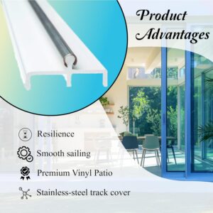 KC Hardware Sliding Door Double Track Replacement 72 Inch White Vinyl Modern Patio Door Track - Pack of 2