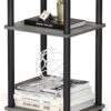 Furinno Just 3-Tier Turn-N-Tube End Table / Side Table / Night Stand / Bedside Table with Plastic Poles, 1-Pack, French Oak Grey/Black