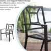 MFSTUDIO Patio Dining Chairs Set of 2, Outdoor Wrought Iron Furniture Set Stackable Chairs with Armrest,Black