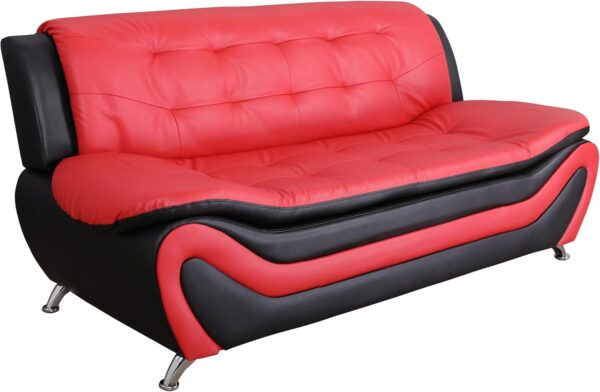 Beverly Fine Furniture Aldo ((3 Piece) Modern Sofa Set, Black/Red