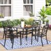 MFSTUDIO Patio Dining Chairs Set of 2, Outdoor Wrought Iron Furniture Set Stackable Chairs with Armrest,Black