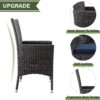 Kurapika 5-Piece Patio Furniture Outdoor Dining Set, Wicker Rattan Patio Dining Table and Chairs Set, Square Tempered Glass Tabletop with 4 Chair Set and Umbrella Hole, for Patio, Backyard, Navy Blue