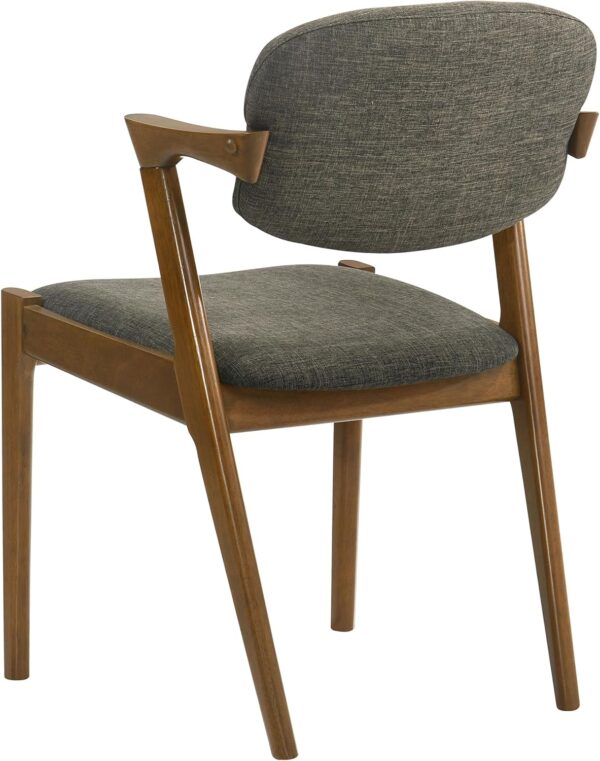 Coaster Home Furnishings - Malone - Set of 2 Fabric & Wood Arm Chairs - Armrests, Open Back, Padded Backrest and Seat - Mid-Century Modern - Dining Room and Kitchen - Brown and Dark Walnut - 105352