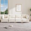 126.4" Oversized Reversible Modular Sectional Sofa with Deep Seat , 4 Seat Modern Corduroy Convertible L Shaped Corner Couch DIY Combination Lounge Sofabed w/ Waist Pillows for Living Room Office