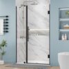 DELAVIN 40" W x 72" H Frameless Glass Shower Door, Hinged Single Swing Shower Door with Stainless Steel Hinges and Handle, Matte Black Shower Doors can be Installed Left and Right, Magnetic Closing