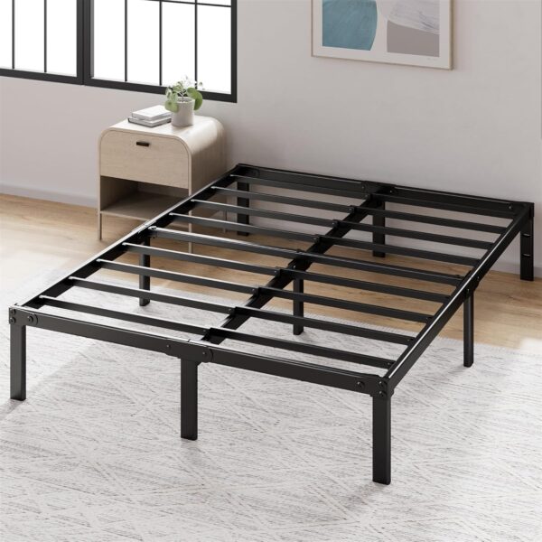 Zinus Yelena 14 Inch Metal Platform Bed Frame, Steel Slat Support, No Box Spring Needed, Eco Friendly WonderBox(TM) Packaging, Easy Assembly, Black, Queen