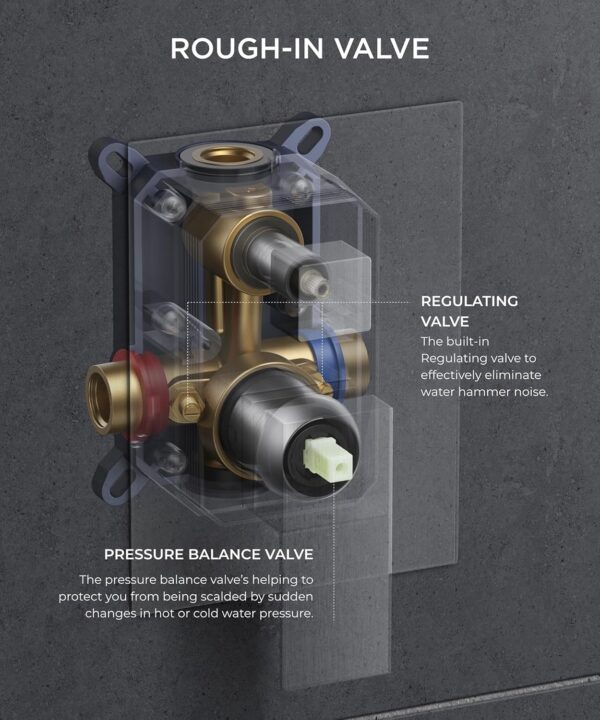 FORIOUS Rain Shower Head System, 10 Inch Shower Faucet Set with with handheld combo, Solid Brass Pressure Balanced Valve and Trim Kit Fixtures, Wall Mounted, Brushed Nickel