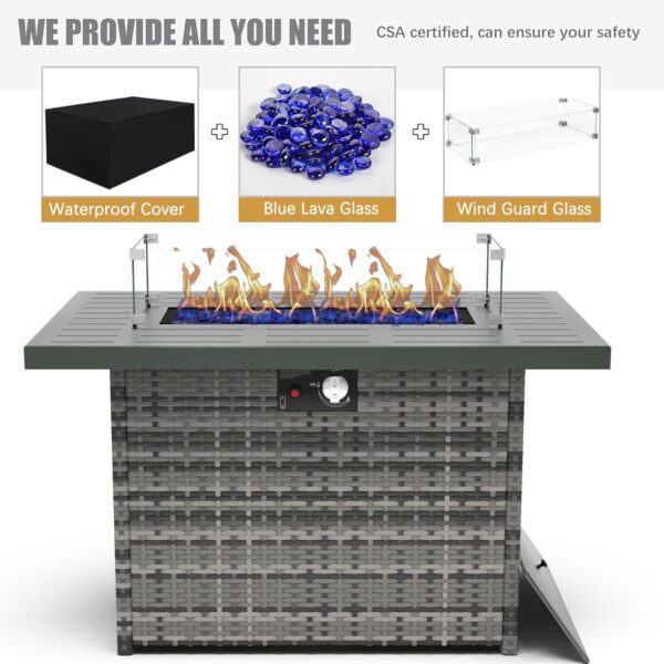 LayinSun Aluminum Furniture Set with Fire Pit Table, 4 Pieces Patio Sectional Conversation Chat Sofa Modern Seating Set