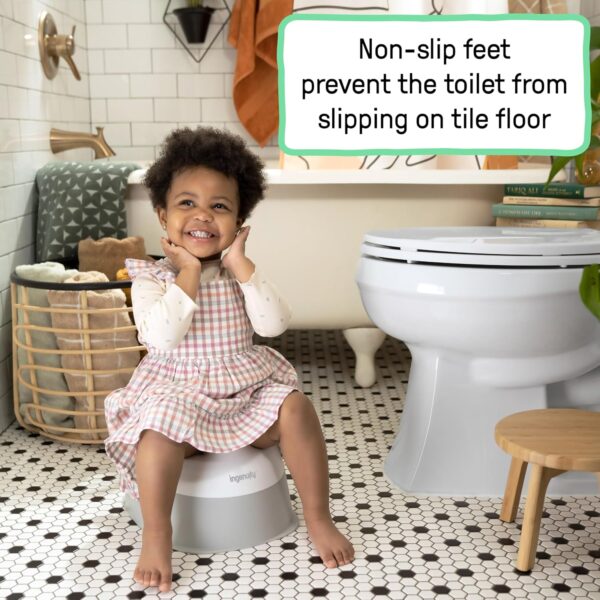 Ingenuity Ready Set Go Potty, Removable Bowl, Non-Skid Bottom, Wide Stable Base, Age 18 Months & Up, White & Grey