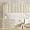 Queen Size Velvet Bed Frame, 50.2" Tall Headboard & Footboard, Upholstered Platform Queen Bed Frame with Nailhead Trim, No Box Spring Needed, Noise Free, Solid Wooden Slats, Beige