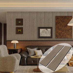 Wood Slat Wall Panels - 2 PCS Walnut Wood Veneer Acoustic Panels - 12.6" W x 94.5" L