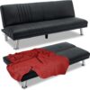 VECELO Modern Couch Bed, Convertible Sofa Bed/Folding Sleeper Couches Faux Leather Futon for Living Room, Futon Sofa Bed, Jet Black