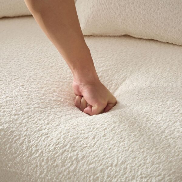 102.3'' Modern Luxury Oversized Curved Combination Sofa Comfortable Fabric Terry Sofas Tight Curved Back Sofa for Living Room Bedroom Office Apartment(White, 102.3'')