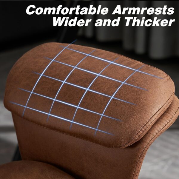 High Back Ergonomic Home Office Desk Chair, Modern Lumbar Support Recline Executive Office Chair with Foot Rest, Suede Leather Swivel Computer Chair with Detachable Arms (Light Brown Suede Fabric)