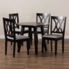 Baxton Studio Millie Modern and Contemporary Grey Fabric Upholstered and Dark Brown Finished Wood 5-Piece Dining Set