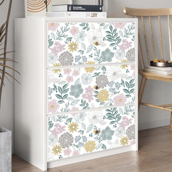 Rugreat Modern Floral Peel and Stick Wallpaper Boho Flower Leaf Contact Paper for Cabinets and Drawers Self Adhesive Removable Wallpaper for Bedroom Bathroom Waterproof Multicolor 393inL 17.3inW