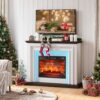 44" Electric Fireplace with Mantel,LED Entertainment Center with 23" Red Brick Fireplace for Bedroom，Fire Place TV Stand for Living Room