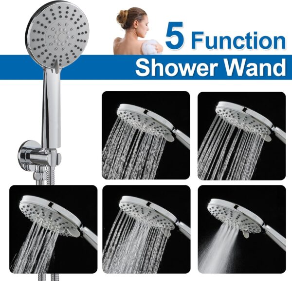 Shower System with Tub Spout, 10 inch Rain Shower and Handheld, Shower Faucet Set Complete Rough-in Valve and Trim Kit Included, Chrome