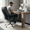 Flash Furniture Hercules Series High-Back Swivel LeatherSoft Office Chair, Ergonomic Executive Chair with Headrest and Adjustable Height, Black