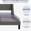 Allewie Platform Bed Frame Queen Size with Upholstered Headboard – Modern Deluxe Wingback Design, Wood Slat Support, Light Grey