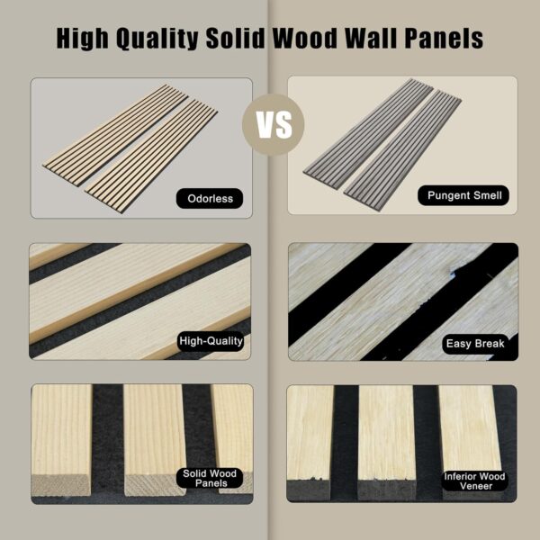 Acoustic Wood Wall Panels, 94.49” x 12.6” Soundproof Wall Panels, Wood Slat Wall Panels for Wall Decor (Smoking Walnut)