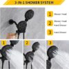 Tub and Shower Faucet Set Dual Shower System with Tub Spout Shower Tub Kit Dual Shower Head and Handheld with Valve Shower Dual Fixtures Tub and Shower Trim Kit Combo Set Matte Black
