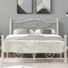 VECELO Queen Size Bed Frame with Headboard and Footboard, Heavy Duty Metal Slat Support, Platform Mattress Foundation, No Box Spring Needed, Easy Assembly, White