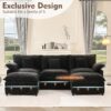 108" U Shaped Couch, Modular Sectional Sofa, 3-Seater Comfy Cloud Couch with Movable Ottoman, Deep Seat Couches for Living Room, Chenille, Black