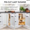 Rev-A-Shelf 28" Pie-Cut Dual Tier Lazy Susan Organizer for Corner Wall Kitchen Cabinets, Plastic Home Rotating Storage Shelves, White, 2942-28-11-1