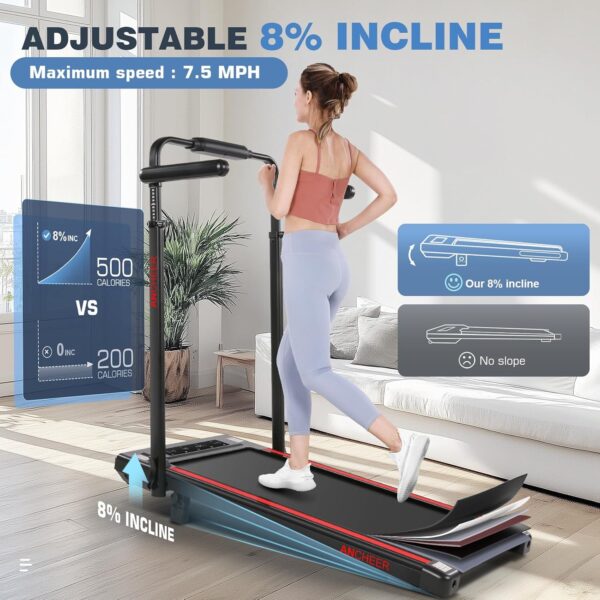 ANCHEER Walking Pad Treadmill with Incline&Adjustable Height,4 in 1 Under Desk Treadmills with Removable Desk Workstation,Foldable Treadmill for Home 300lbs Max,3 Type Control,Installation-Free