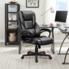 Furmax Office Executive Chair High Back Adjustable Managerial Home Desk Chair, Swivel Computer PU Leather Chair with Lumbar Support (Black)