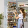 Over The Door Pantry Organizer, Wall Mount Spice Rack, Pantry Hanging Storage and Organization, 8 Adjustable Baskets Heavy-Duty Metal for Home & Kitchen, Back of Door Seasoning Rack - White