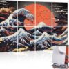 8 Pcs Art Acoustic Wall Panels, 48"X32" Self-adhesive Soundproof Wall Panels, High-Density Sound Absorbing Panel, Acoustic Treatment for Recording Studio, Home, Office (Mount Fuji Sunset）