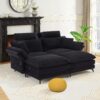 85.83" Sectional Couch, Cloud Couch with Two Movable Ottomans, Modular Sofa, Sectional Couches for Living Room and Office, Black
